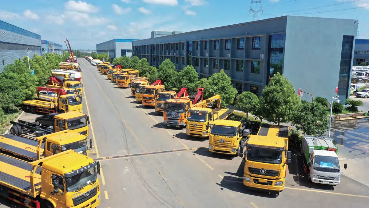 Vehicles in the factory yard
