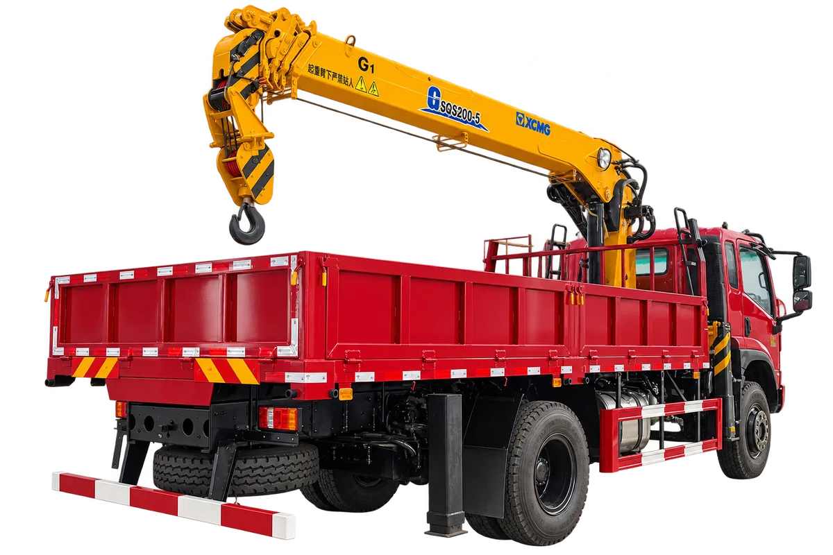 Camion-grue à ridelles