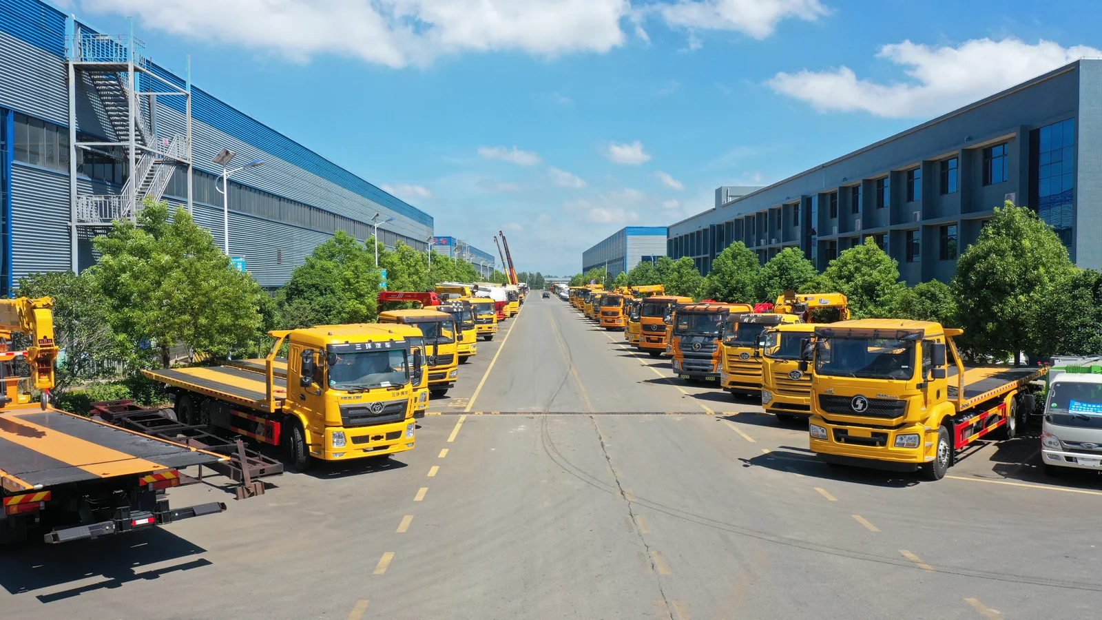 The factory campus, from two viewpoints